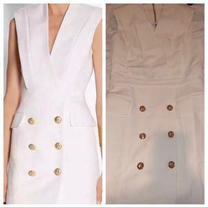 Balmain Inspired Blazer Vest Dress In White Sz S